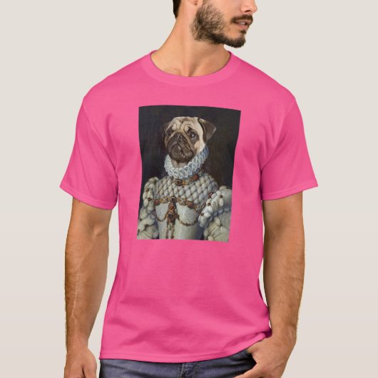 Mops Hund Renaissance Haustier Portrait Mittelalte T-Shirt (Vorderseite)