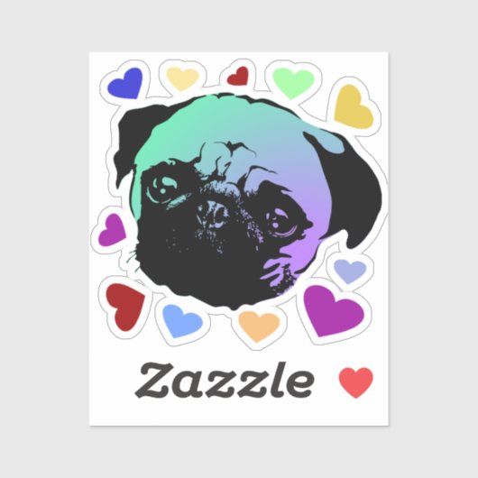 Mops-Hund Retro PopArt-Stil Aufkleber (Blatt)