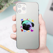 Mops-Hund Retro PopArt-Stil Aufkleber (Telefon)