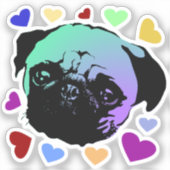 Mops-Hund Retro PopArt-Stil Aufkleber (Vorderseite)