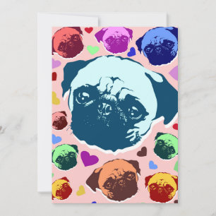 Mops-Hund Retro PopArt Stil Einladung
