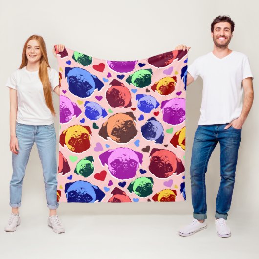 Mops-Hund Retro PopArt-Stil Fleecedecke (Beispiel)