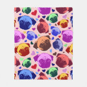 Mops-Hund Retro PopArt-Stil Fleecedecke (Vorderseite)