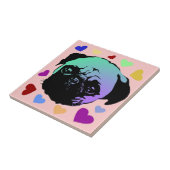 Mops-Hund Retro PopArt-Stil Fliese (Seite)