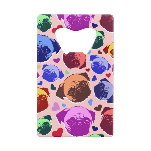 Mops-Hund Retro PopArt Stil Geldbeutel Flaschenöffner (Vorderseite)