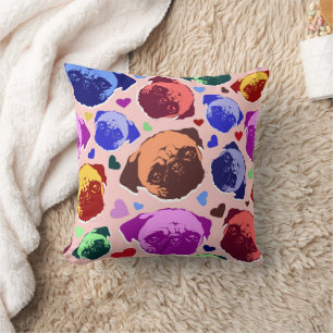 Mops-Hund Retro PopArt Stil Kissen