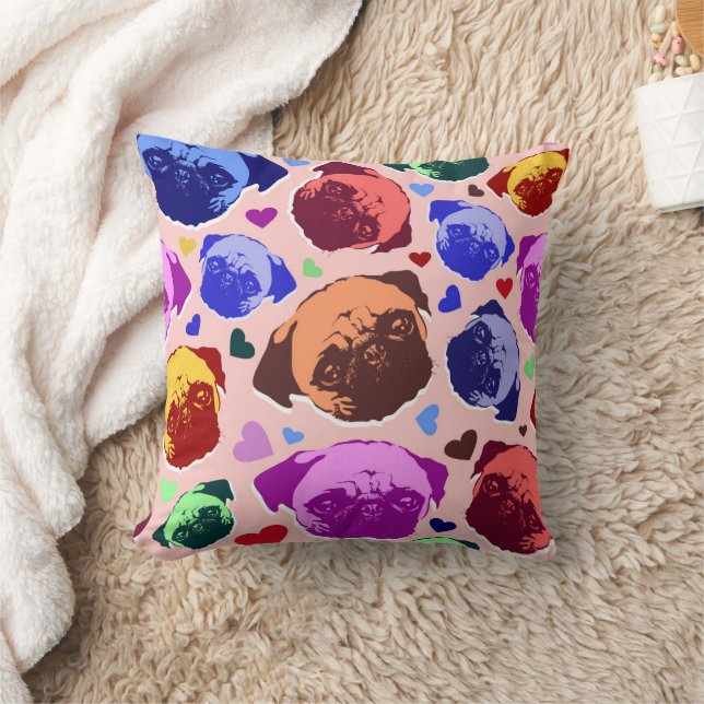 Mops-Hund Retro PopArt Stil Kissen (Decke)