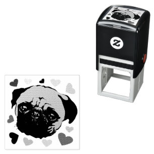 Mops-Hund Retro PopArt Stil Permastempel