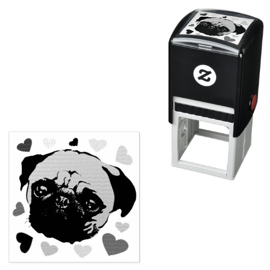 Mops-Hund Retro PopArt Stil Permastempel (Beispiel)