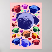 Mops-Hund Retro PopArt Stil Poster (Vorne)