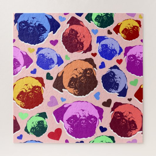 Mops-Hund Retro PopArt-Stil Puzzle (Vertikal)
