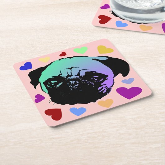 Mops-Hund Retro PopArt Stil Rechteckiger Pappuntersetzer (angewinkelt)