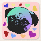Mops-Hund Retro PopArt Stil Rechteckiger Pappuntersetzer (Vorderseite)