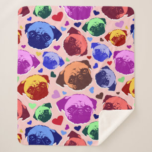 Mops-Hund Retro PopArt-Stil Sherpadecke