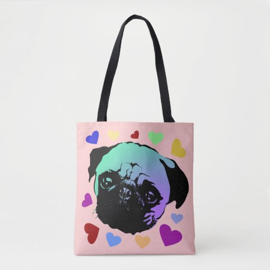 Mops-Hund Retro PopArt-Stil Tasche (Vorderseite)