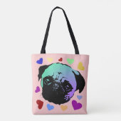 Mops-Hund Retro PopArt-Stil Tasche (Rückseite)