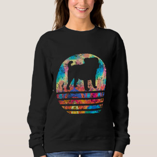 Mops-Hund Retro Vintage 60er 70er 80er Silhouette  Sweatshirt