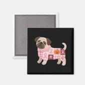 Mops Hund rosa Ribbon Brustkrebs Mops Muster Felt Magnet (Vorderseite/Rückseite)