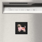 Mops Hund rosa Ribbon Brustkrebs Mops Muster Felt Magnet (In Situ (Geschirrspüler))