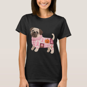 Mops Hund rosa Ribbon Brustkrebs Mops Muster Felt T-Shirt