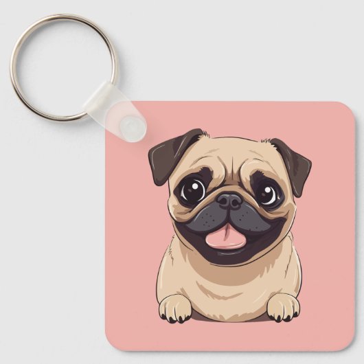 Mops-Hund Schlüsselanhänger (Vorderseite)