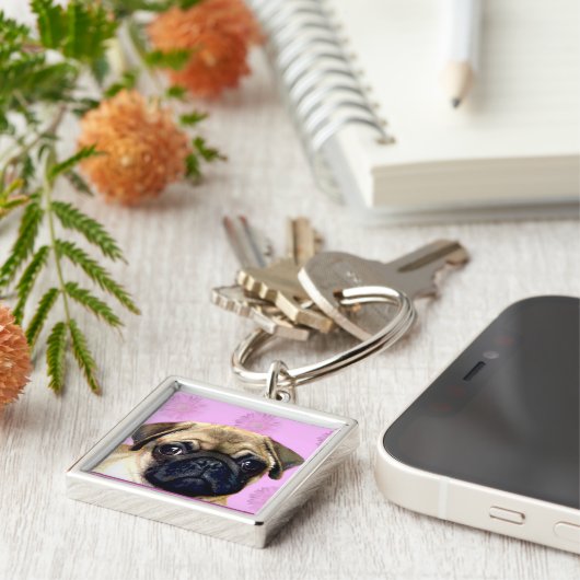 Mops-Hund Schlüsselanhänger (Seite)