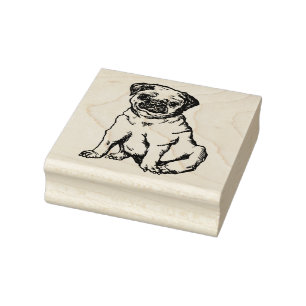Mops-Hund, Schwarz-Weiß-Abbildung Gummistempel