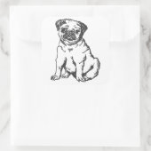 Mops-Hund, Schwarz-Weiß-Abbildung Quadratischer Aufkleber (Tasche)