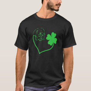 Mops-Hund Shamrock Herz C Blatt St. Patrick's Day T-Shirt