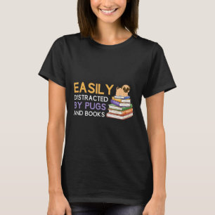 Mops-Hund-Shirt Buchliebhaber Süß Lustig Lesender  T-Shirt