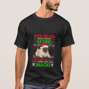 Mops Hund sie sehen dich beim Essen zu Hause Weihn T-Shirt