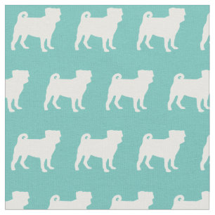 Mops Hund Silhouette Haustier Aquamarin Stoff