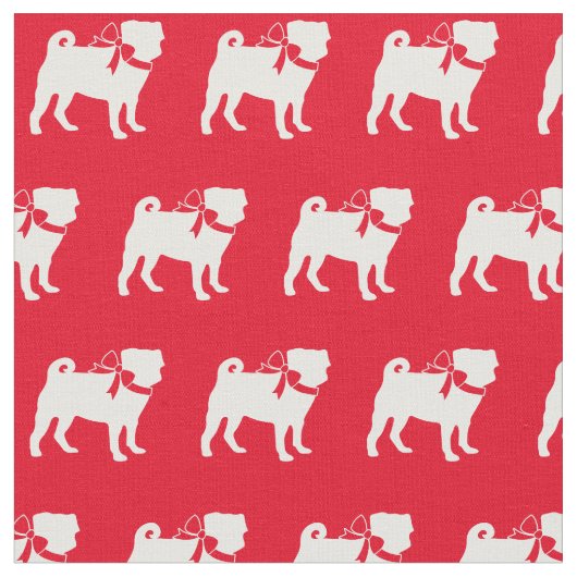 Mops Hund Silhouette Haustier Rot Stoff (Nahaufnahme)