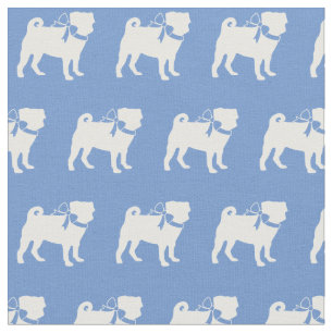 Mops Hund Silhouette Pet Light Blue Stoff