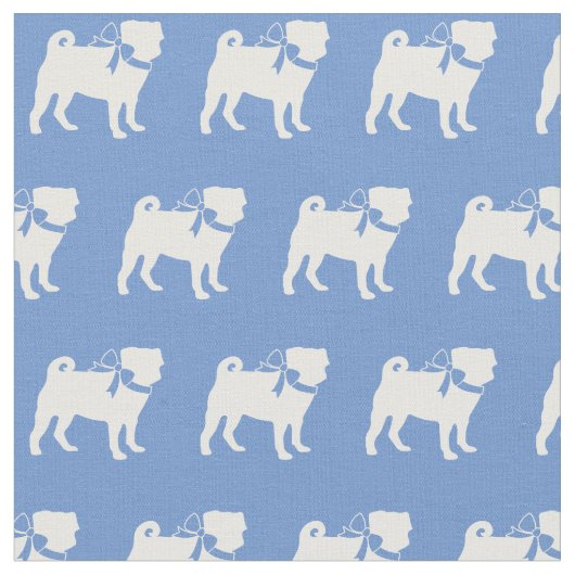 Mops Hund Silhouette Pet Light Blue Stoff (Nahaufnahme)