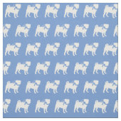 Mops Hund Silhouette Pet Light Blue Stoff (Muster)