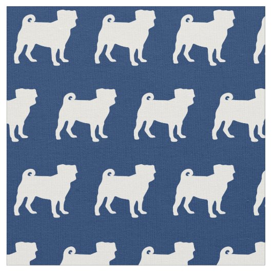 Mops Hund Silhouette Pet Navy Blue Stoff (Nahaufnahme)