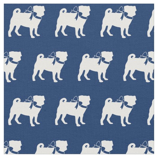 Mops Hund Silhouette Pet Navy Blue Stoff (Nahaufnahme)