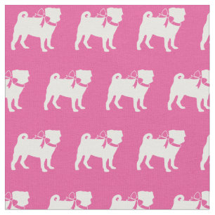 Mops Hund Silhouette Pet Pink Stoff