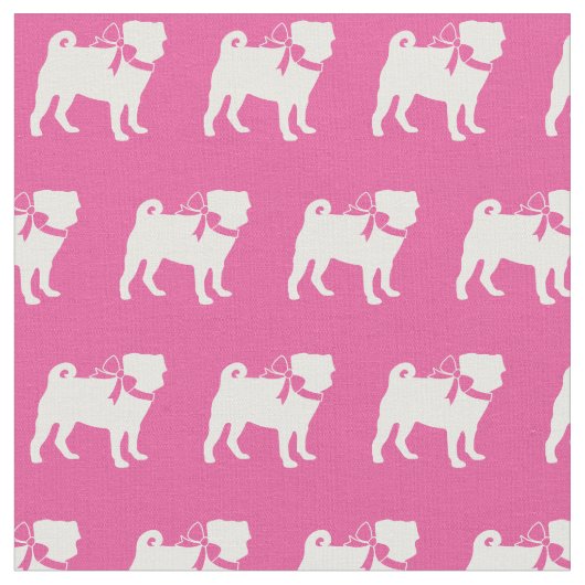 Mops Hund Silhouette Pet Pink Stoff (Nahaufnahme)