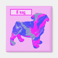 Mops Hund Silhouette Rosa & Blau Silhouette