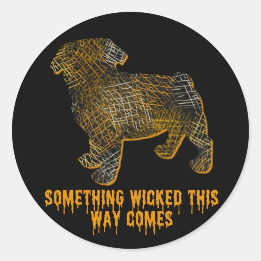 Mops Hund Silhouette Spaß Halloween Runder Aufkleber (Vorderseite)