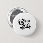 Mops-Hund Skateboarder Street-Art-Zeichnung Button (Vorne & Hinten)