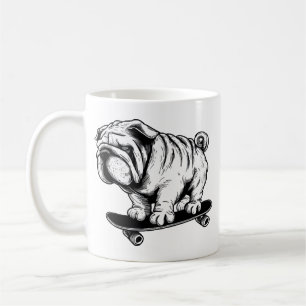 Mops-Hund Skateboarder Street Art Zeichnung Kaffeetasse