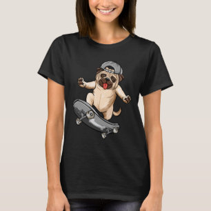 Mops-Hund Skater Skateboarder Skateboardfahren Gra T-Shirt