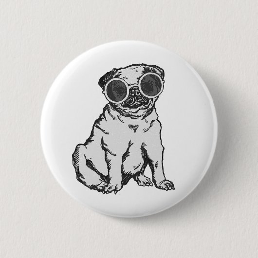Mops-Hund-Sonnenbrille schräg wunderlich Button (Vorderseite)