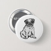 Mops-Hund-Sonnenbrille schräg wunderlich Button (Vorne & Hinten)