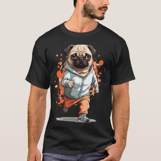 Mops-Hund Streetwear Jogging Ästhetik-Stil T-Shirt