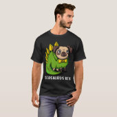 Mops-Hund T-Rex Dinosaur Pugasaurus T-Shirt (Vorne ganz)