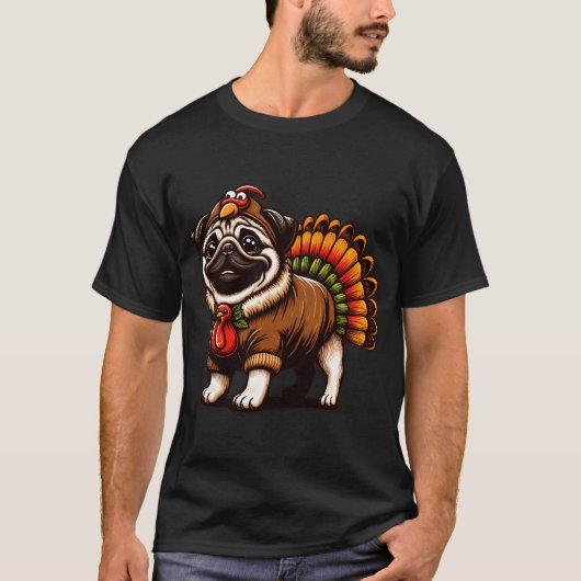 Mops Hund Thanksgiving T-Shirt (Vorderseite)